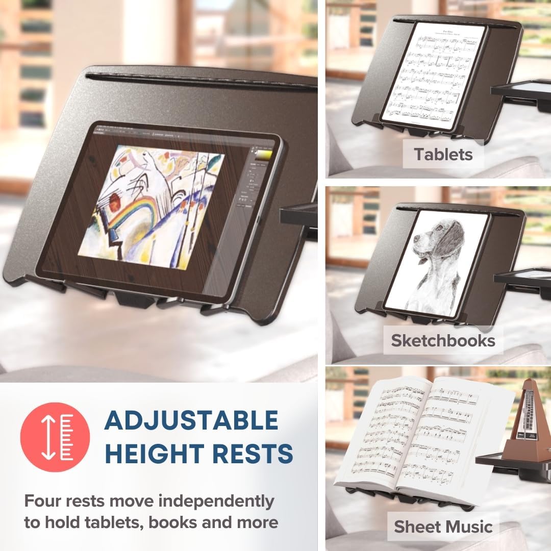 LEVO G2 Deluxe Adjustable Laptop Stand – Rolling Computer Desk & Ergonomic Table for Bed, Sofa, or Office – Portable Mobile Workstation with Tilt – Fits Devices up to 16″ - Charcoal & Black