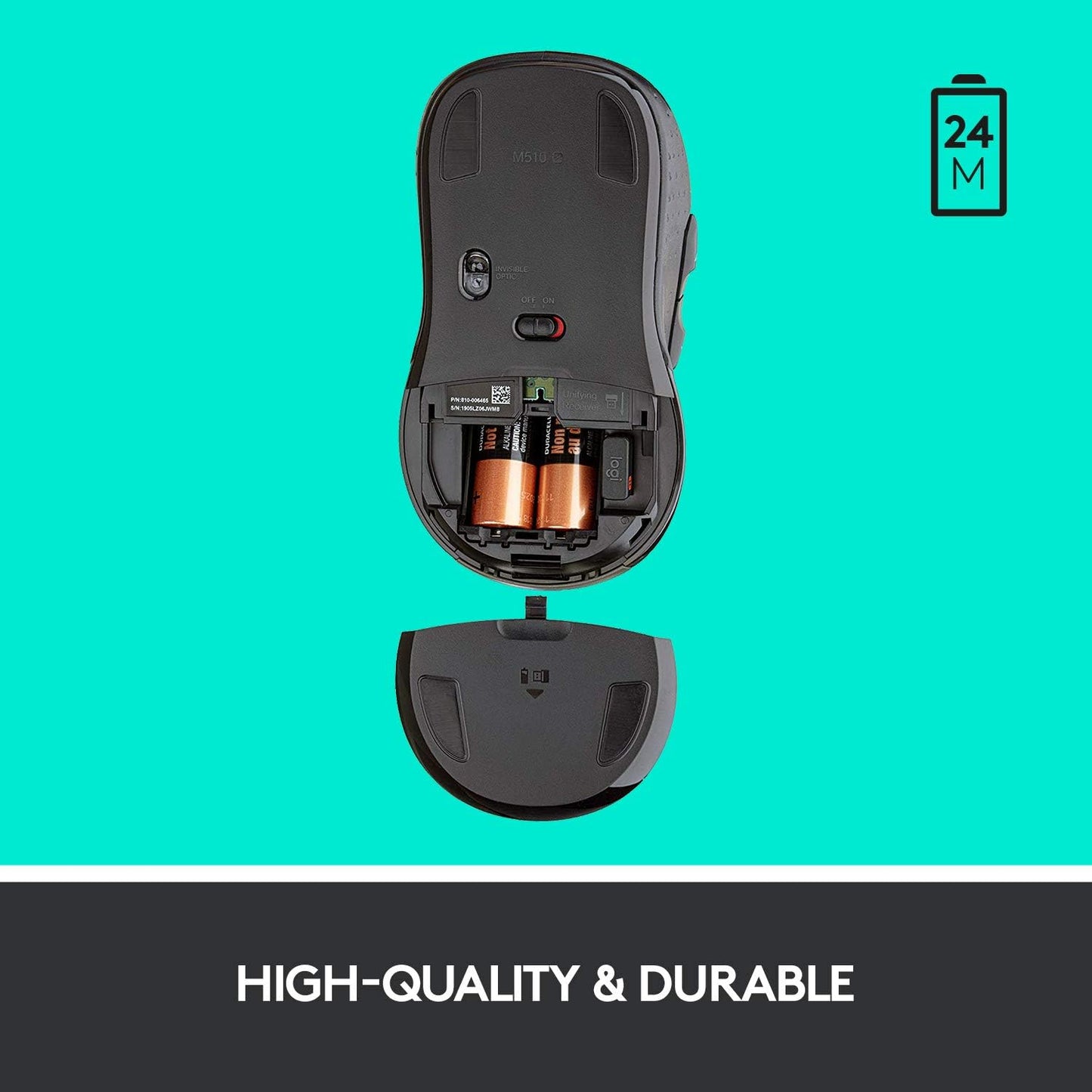 Logitech M510 Wireless Mouse, Mouse for Laptop and PC with USB Unifying Receiver, Programmable Buttons - Graphite