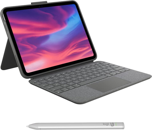 Logitech Combo Touch Keyboard Case for iPad (10th gen & A16) with Detachable Keyboard and Logitech Crayon (USB-C) Digital Pencil for All iPads (2018 Releases and Later)