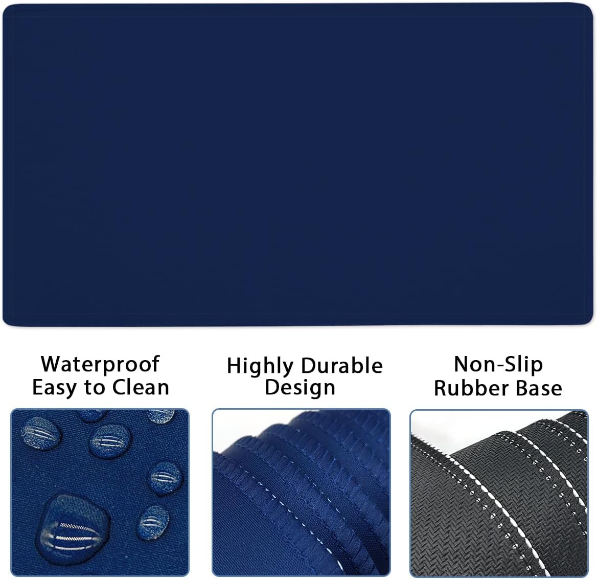 Large Keyboard Mouse Pad Set, Extended Mouse Pad+Keyboard Wrist Rest Support, Memory Foam Ergonomic Easy Typing, 4Pcs (35.4×15.13 in) Desk Pad Set for Home Office Study Game - Dark Blue