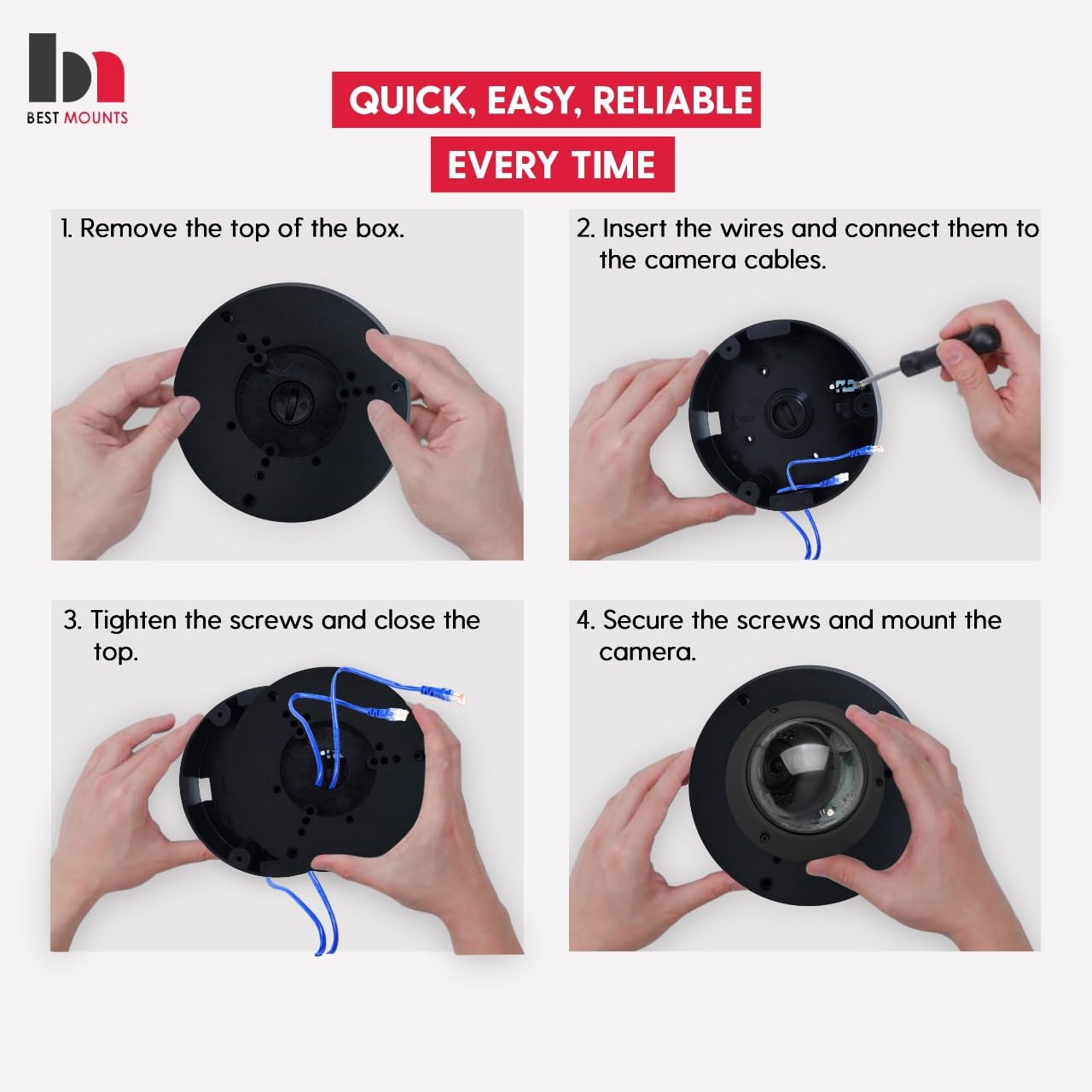 2 Pack PFA130-E Security Camera Junction Box-Premium ABS Security Camera Mount Bracket-Waterproof Universal Camera Junction Box for Mounting Surveillance Cameras-Outdoor Security Camera Box