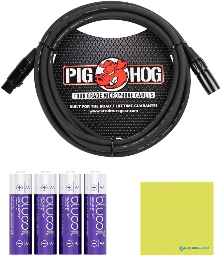 Liquid Audio Sennheiser ew IEM G4-Twin-A Wireless in-Ear Monitoring System Bundle w/Pig Hog PHM10 8mm Mic Cable, 4-Pack Blucoil AA Batteries Polishing Cloth