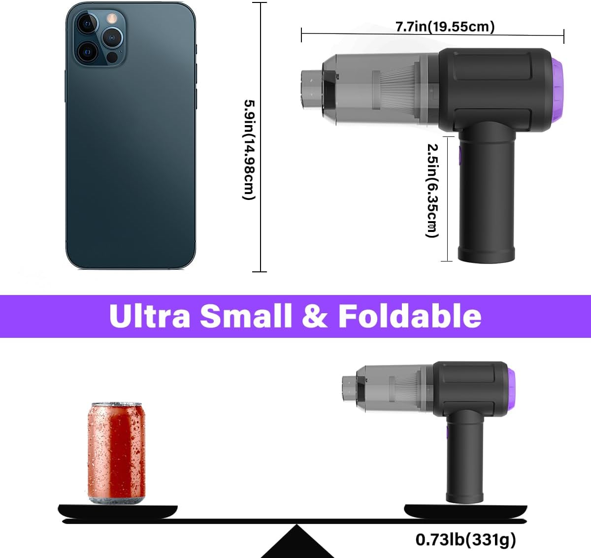 14500 Pa Computer Vacuum Cleaner Mini & 110000RPM Compressed Air Duster for Keyboard Cleaning Cordless Canned Air Powerful Energy Efficient