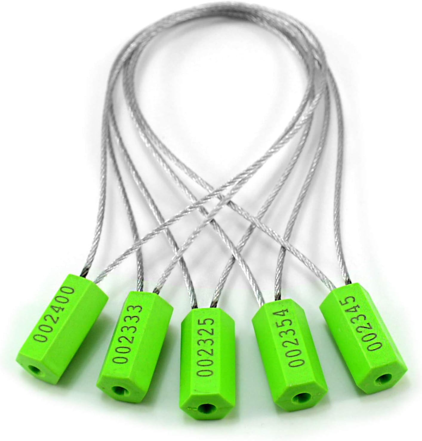 Leadseals(R) 500 Anti-Tamper Proof Security Cable Seals Disposable Self-Locking Padlock Shipping Security Tags Numbered(Pack of 500 PCS) (Green)