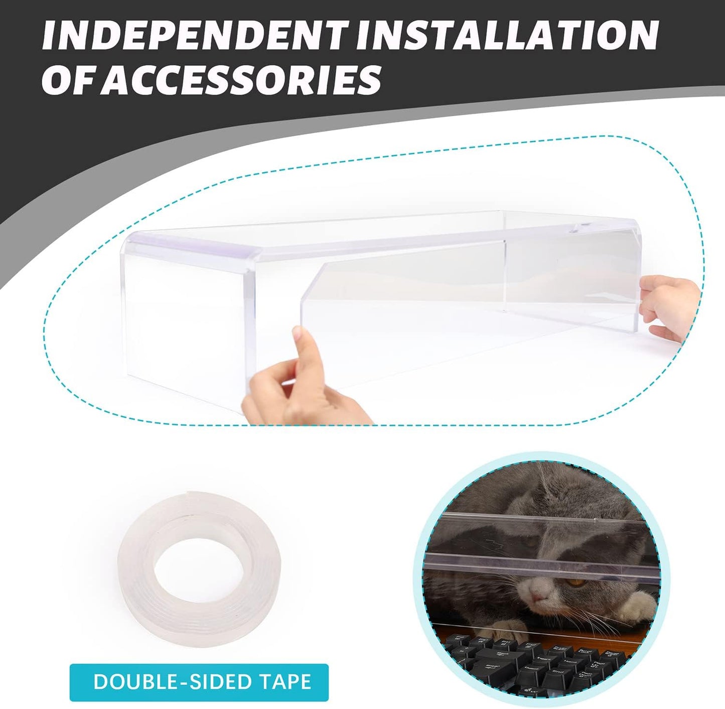 2 Pack Computer Monitor Riser with keyboard cover Anti-Cat, Dual Monitor Stand Riser, Multimedia Desktop Stand for Dual Monitors/Laptop/Flat Screen TV (20"+14")