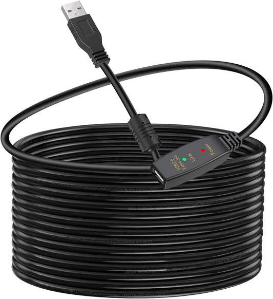 LDKCOK 30FT Active USB Extension Cable 2.0 Male to Female with A Extension chipset Signal Booster - Active Extension/Repeate