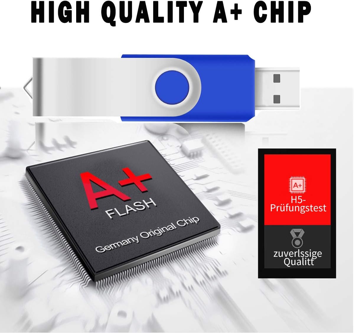 16GB Bulk Flash Drives 50 Pack EASTBULL USB Flash Drives Pack USB 2.0 Thumb Drives Bulk Swivel USB Drives Bulk with Strings (16GB-Blue)