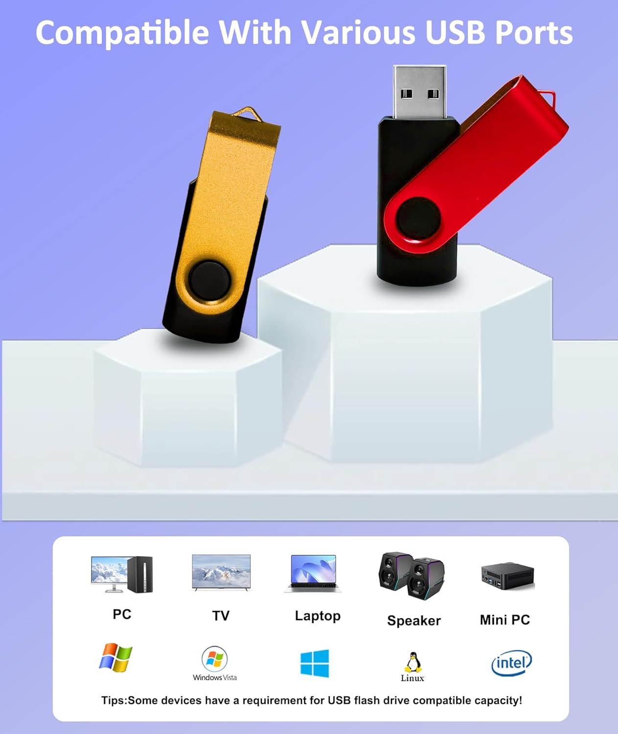 1GB USB Flash Drive 10 Pack, Nicepicten USB 2.0 Thumb Drives Zip Drive USB 1GB Memory Stick Swivel Pendrive Jump Drives Multipack with 10PCS Lanyard for Events Office (Colorful 10Pack 1 GB)