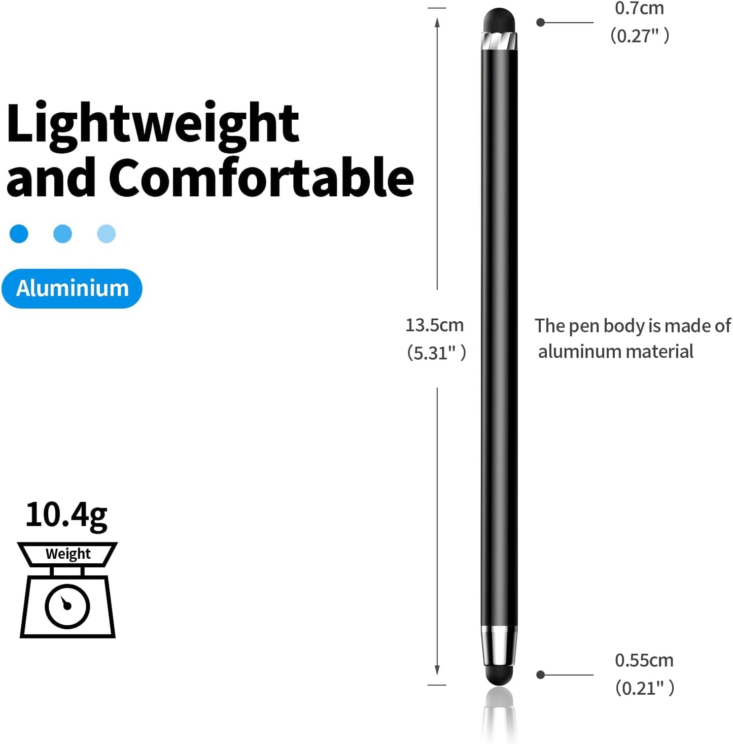 10 PCS Stylus,Stylus Pen for Touchscreen,Stylus 2-in-1 High Sensitivity & Precision Suitable for All Touch Screens of iPhone/ipad/Android Tablets(10 Stylus Pen Withe/Black + 20 Tips)
