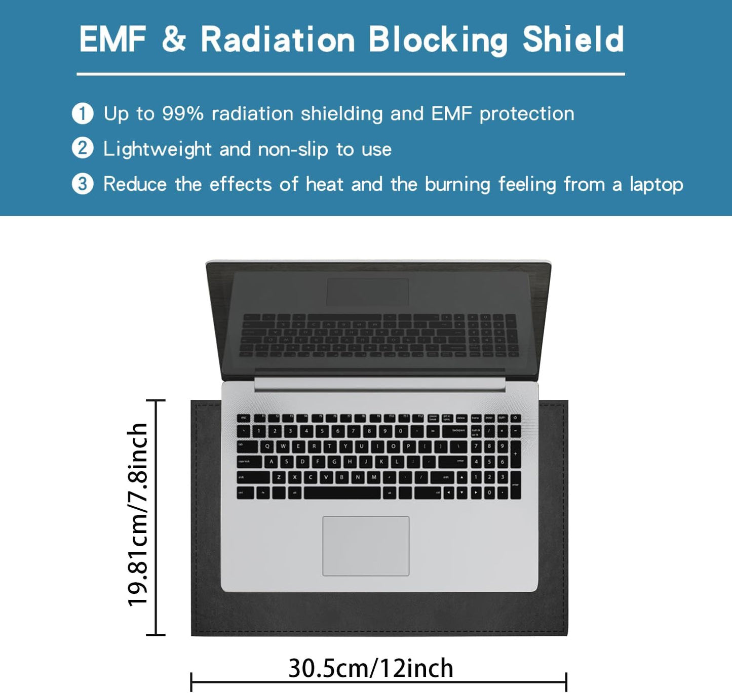 Laptop Pad Protection, Heat Shielding Laptop Pad EMI Blocker Lap Desk, Protector Portable Heat Blocker for Laptop, Tablets and Phones (12"-7.8")