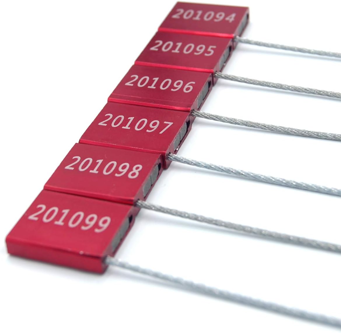 LeadSeals(R) 500 Red Steel Cable Seals - Metal Security Tags - Truck Trailer Seal - Anti-Tamper - Pull-Tite - ISO 17712