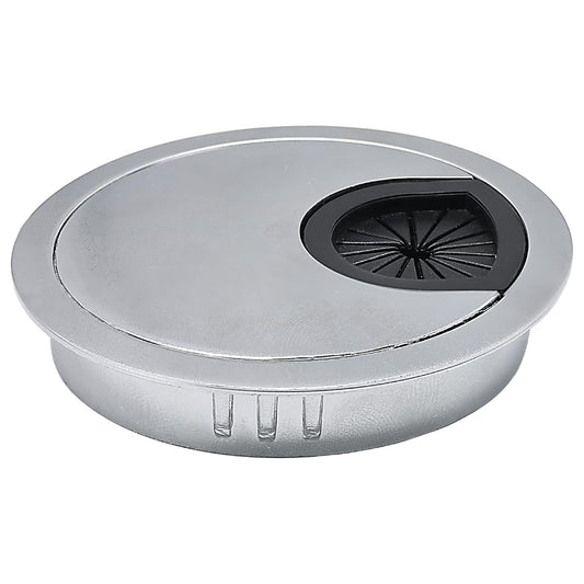 1 Pcs Desk Grommet 3-1/8" / 80 mm, Desk Cord Hole Cover, Cable Grommet Metal Zinc Alloy Materilal, Desk Hole Grommet for Home & Office Pc, Detachable Cable Cord Organizer-Matte Silver