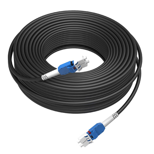 1M/3FT LC to LC Armored Outdoor Fiber Optic Cable, Single Mode Duplex 9/125μm SMF Fiber Patch Cord, OS1/OS2 Compatible, Black LSZH Jacket, Uniboot Jumper for FTTH, Data Center, Long-Distance Use