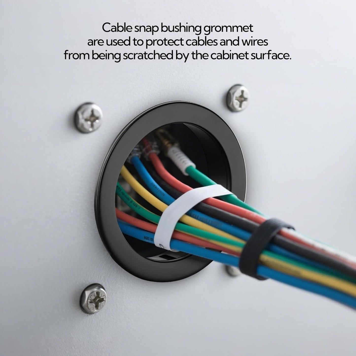 100PCS 1" Black Cable Snap Bushing Grommet, Snap in Cord Bushing Protect Cables