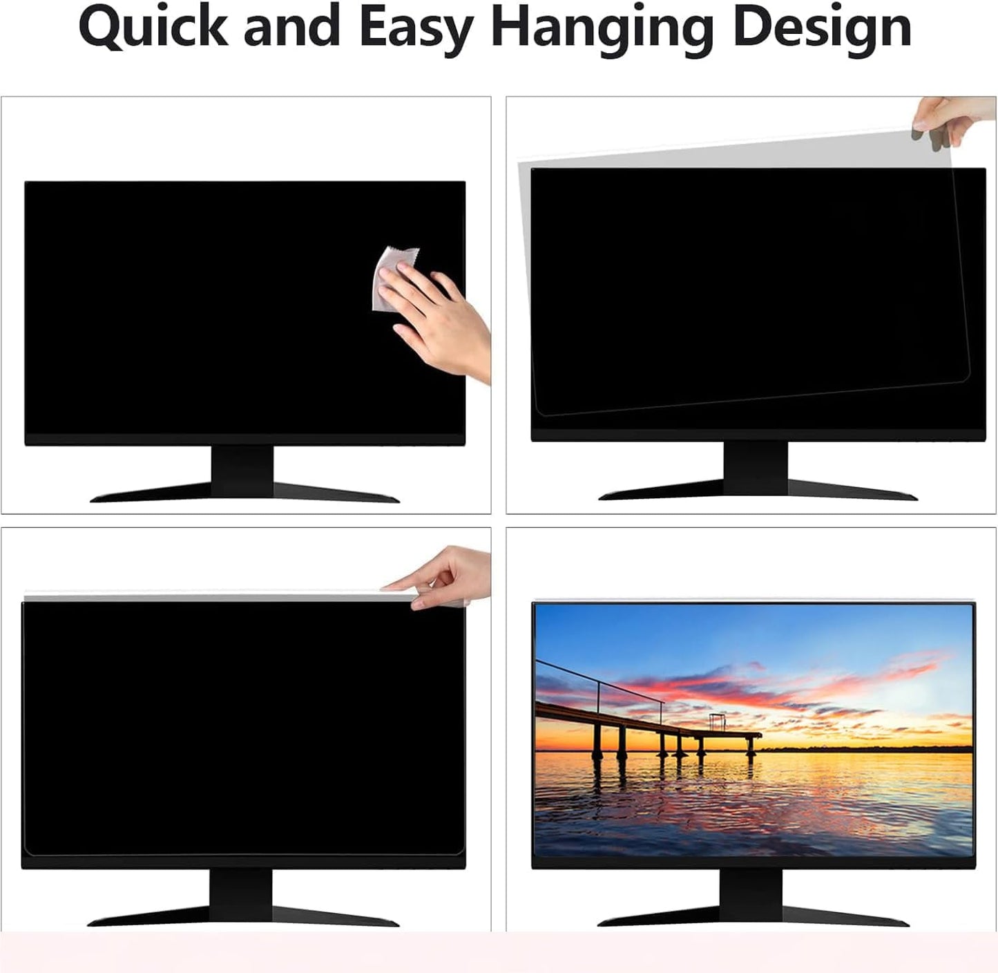 2 Pack Computer Privacy Screen Shield Compatible for 23.6/23.8/24 Inch 16:9 Widescreen Desktop Monitor - Anti Glare & Blue Light Filter - Hanging Design for Easy On/Off