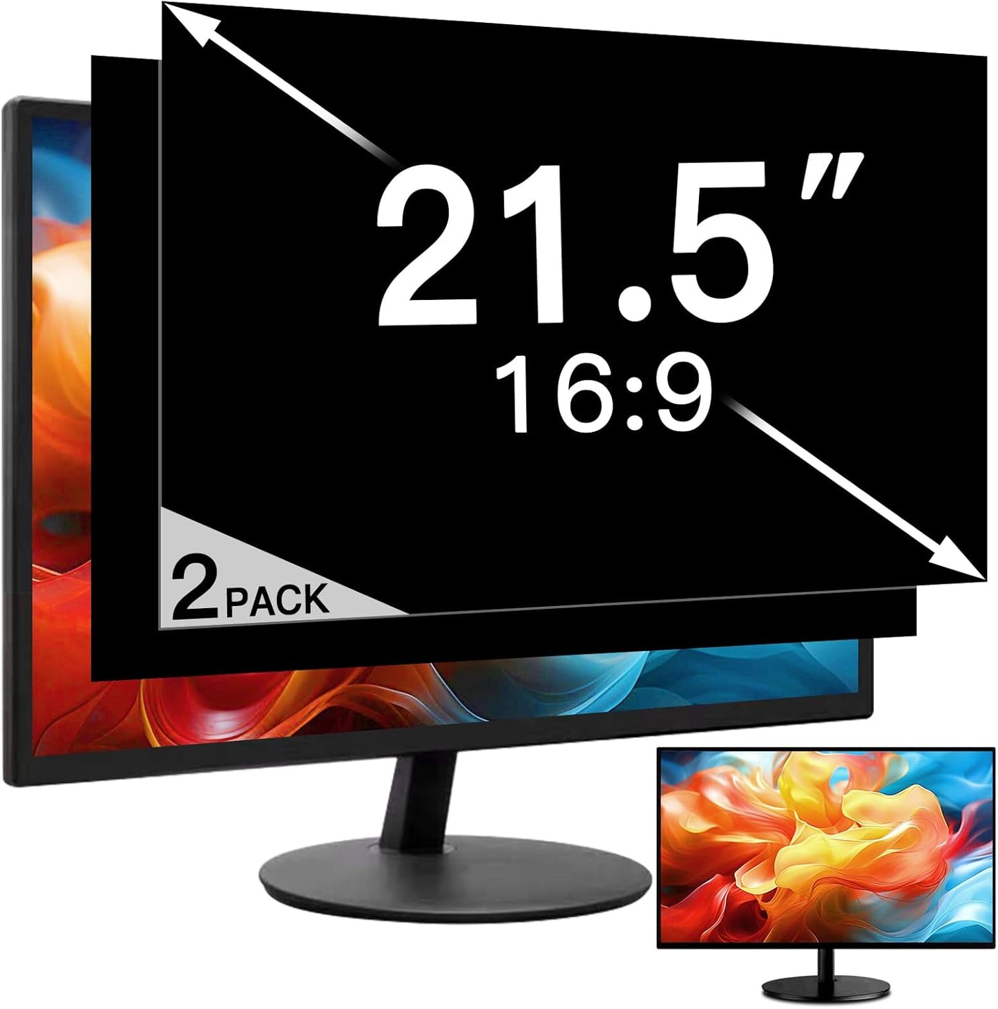 2 Pack 21.5 Inch Privacy Screen for Computer Monitor, Eye Protection Anti Glare Computer Screen Cover, Removable Anti-Scratch Computer Screen Privacy Shield for 21.5'' 16:9 Aspect Ratio Monitors