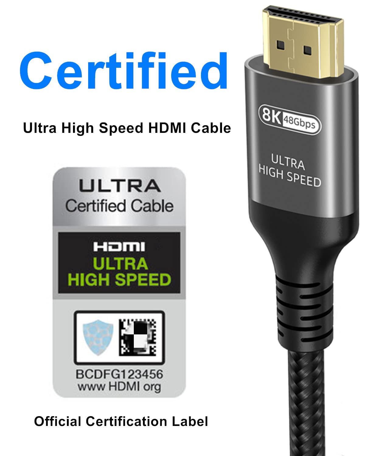 10K 8K 4K HDMI Cable 48Gbps 20 FT, Certified Ultra High Speed HDMI® Cable 4K 240Hz 144Hz 120Hz 8K60Hz 0.01ms HDR10+ eARC HDCP2.3 Netflix Roku TV PC Monitor Projector PS5 Xbox