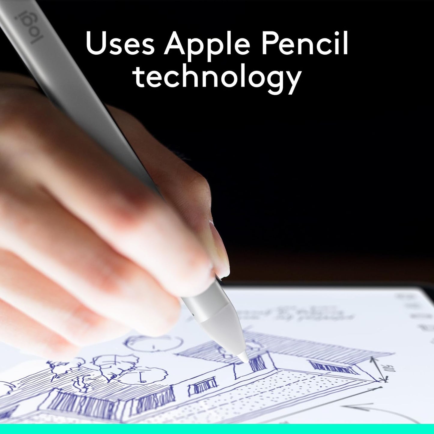 Logitech Combo Touch iPad Air 13-inch (M2 & M3)(2024, 2025) Keyboard Case - Midnight Black and Logitech Crayon Digital Pencil (2018 and Later)