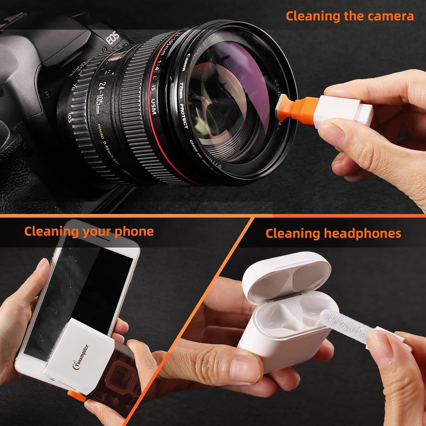 Laptop Screen Keyboard Cleaner Kit, All in 1 Electronics Cleaning Tool for MacBook iPad iPhone Pro Cell Phone, Brush Tool for Tablet, Computer, PC Monitor,TV Camera Lens with Patent, Brown