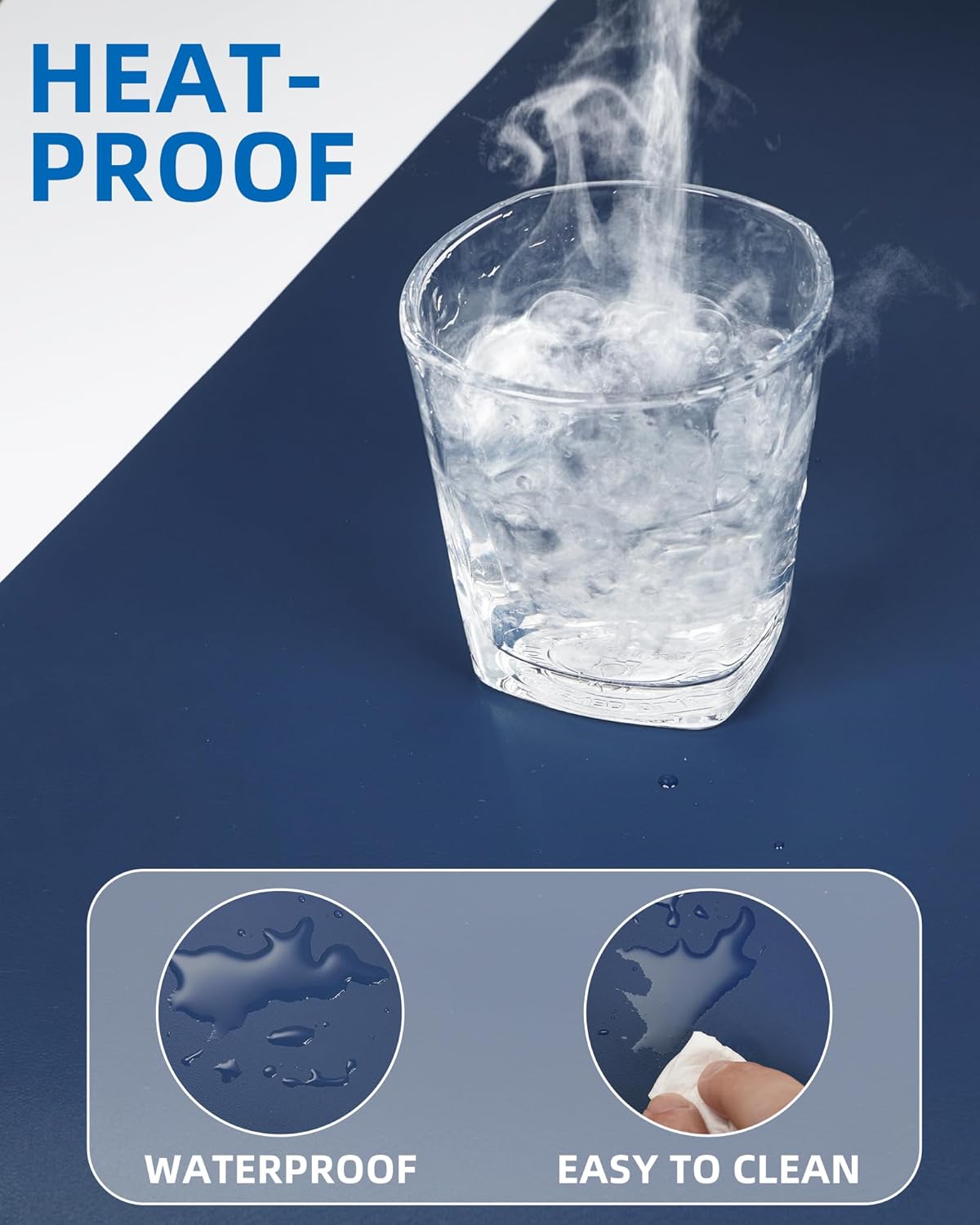 Leather Desk Pad Blotter,Mouse Pad,Office Desk Mat, Non-Slip PU Leather Desk mat,Large Desk mat,Waterproof Keyboard mat for Office/Home/Decor (Midnight Blue,31.5" x 15.7")