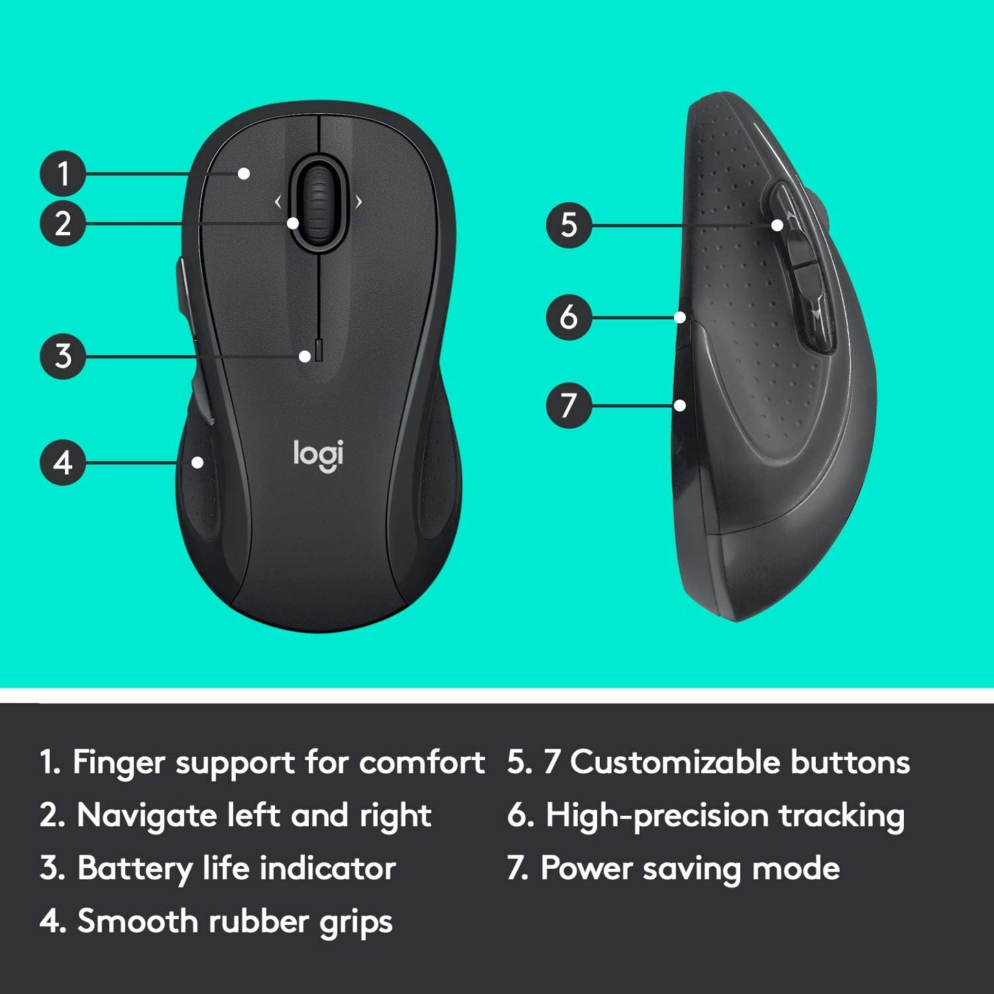 Logitech M510 Wireless Mouse, Mouse for Laptop and PC with USB Unifying Receiver, Programmable Buttons - Graphite