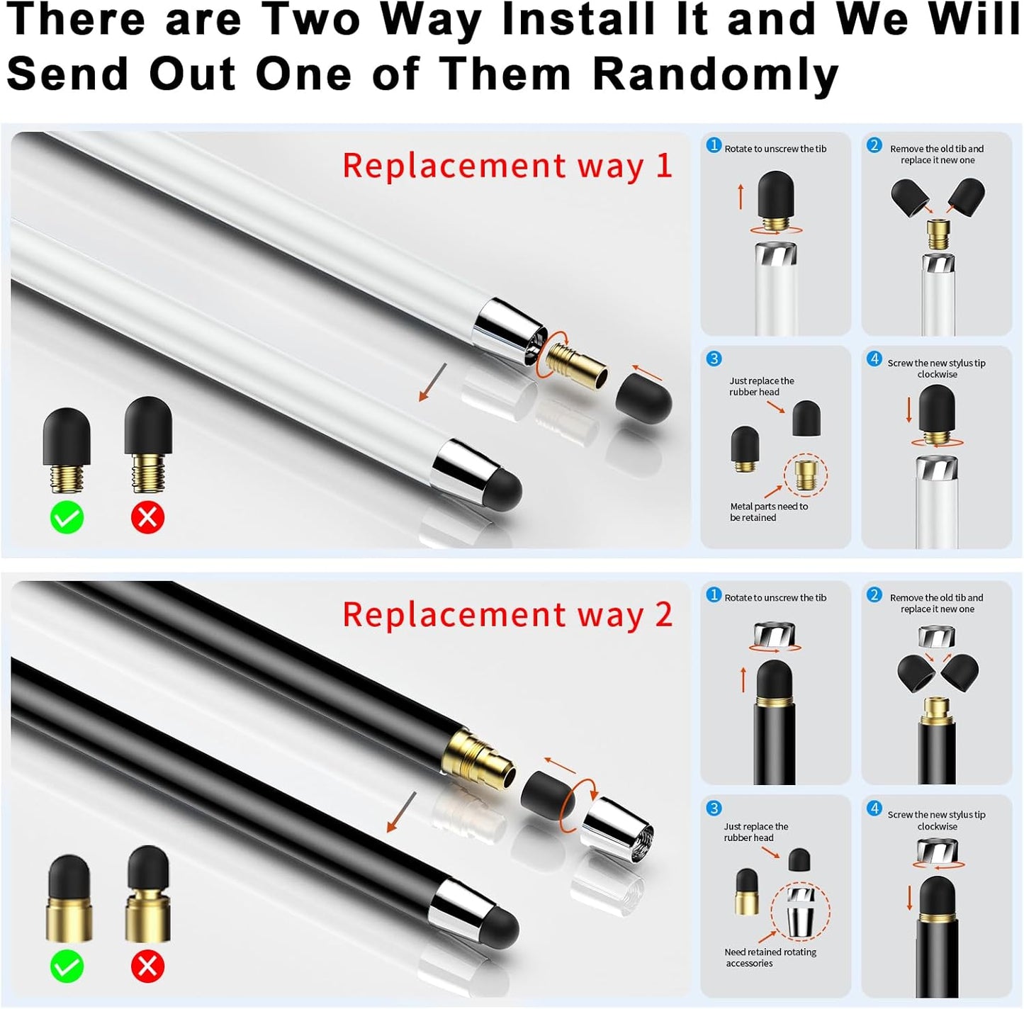 10 PCS Stylus,Stylus Pen for Touchscreen,Stylus 2-in-1 High Sensitivity & Precision Suitable for All Touch Screens of iPhone/ipad/Android Tablets(10 Stylus Pen Withe/Black + 20 Tips)