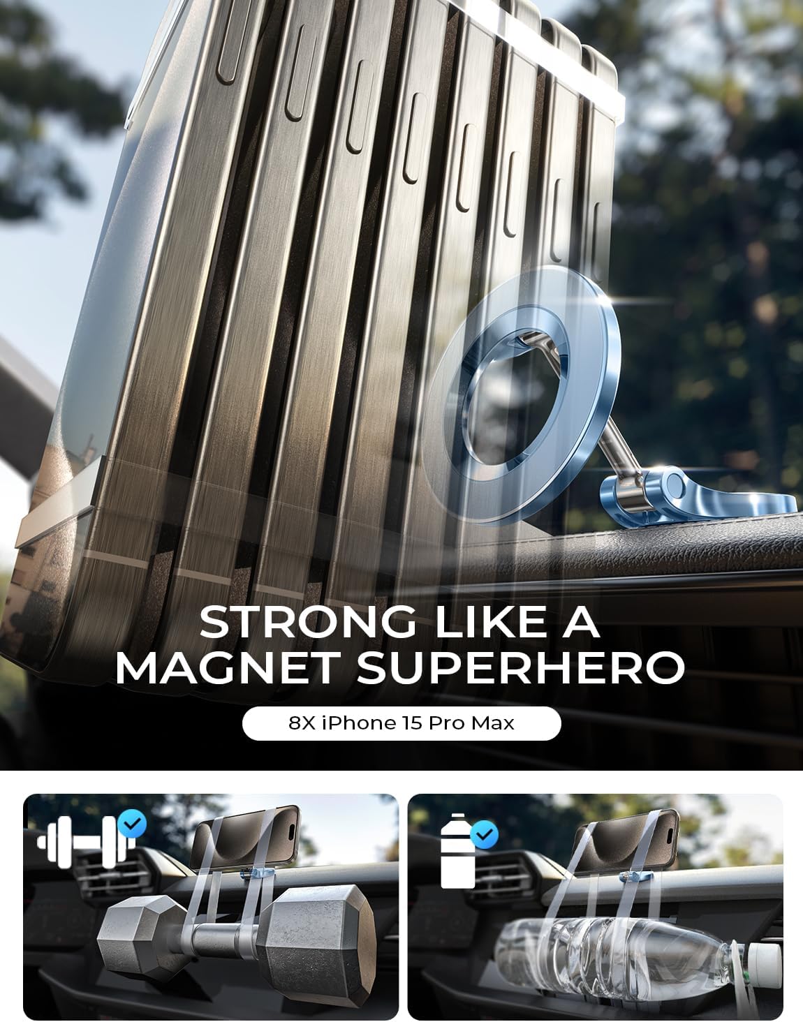 LISEN for Magsafe Car Mount, Magnetic Phone Holder for Car, Car Accessories for iPhone 16 Pro Max,Gifts for Men Women Him Her, Fit for iPhone16 Pro/Pro Max 15 14 13 12, Carbon Fiber Blue