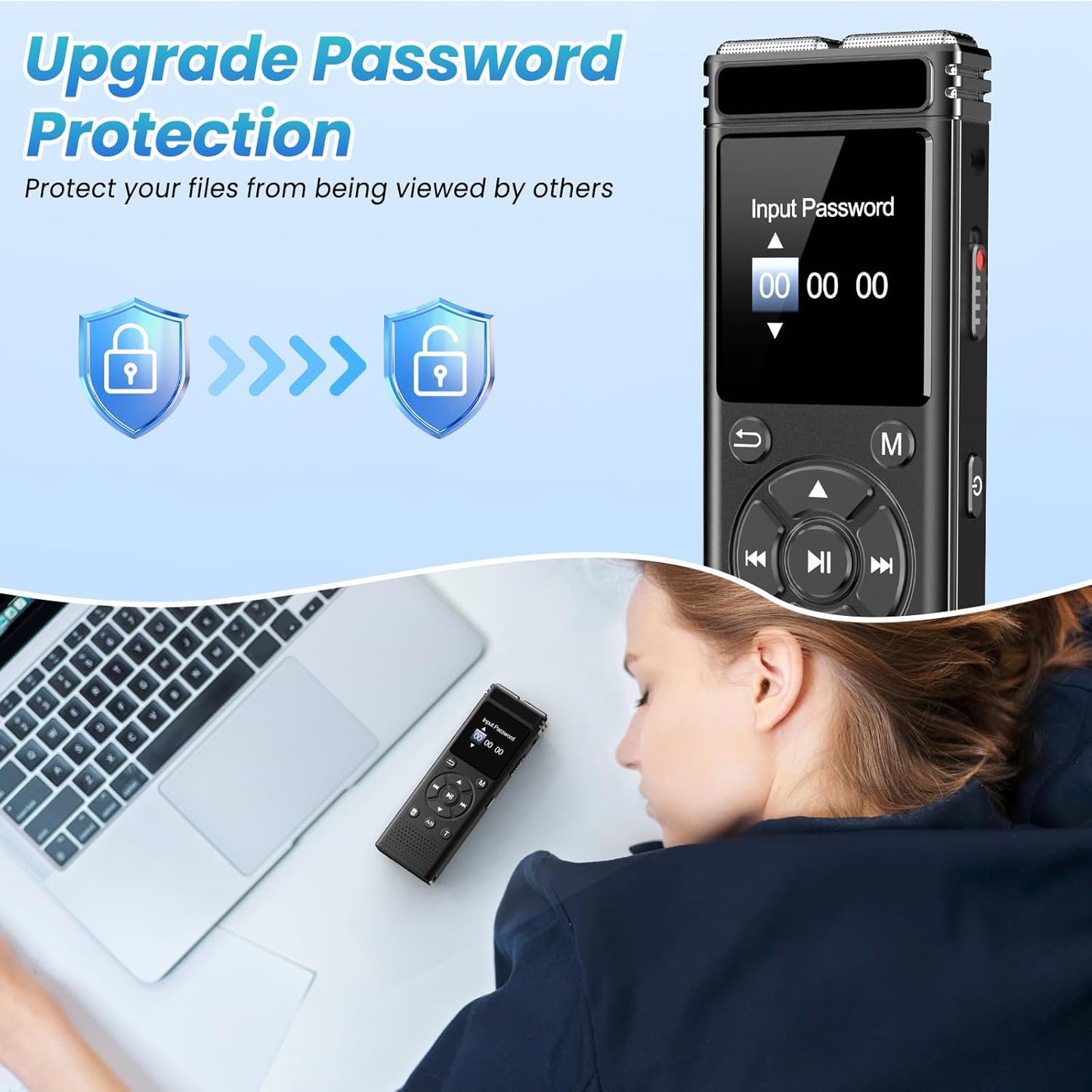 136GB Digital Voice Recorder with Playback,9000 Hours Audio Recording Device,Voice Activated Recorder with Noise Reduction,A-B Repeat,Mp3 Player and Password for Lectures Meeting/Classes/Interviews