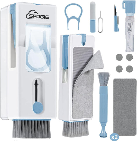 11-in-1 Keyboard Cleaning Kit, Laptop Cleaning Kit Keyboard Brush Cleaner Electronics Cleaner for Cell Phone/Earbuds/Camera Lens/Computer with Multifunctional Cleaning Tool Blue (Light Blue)