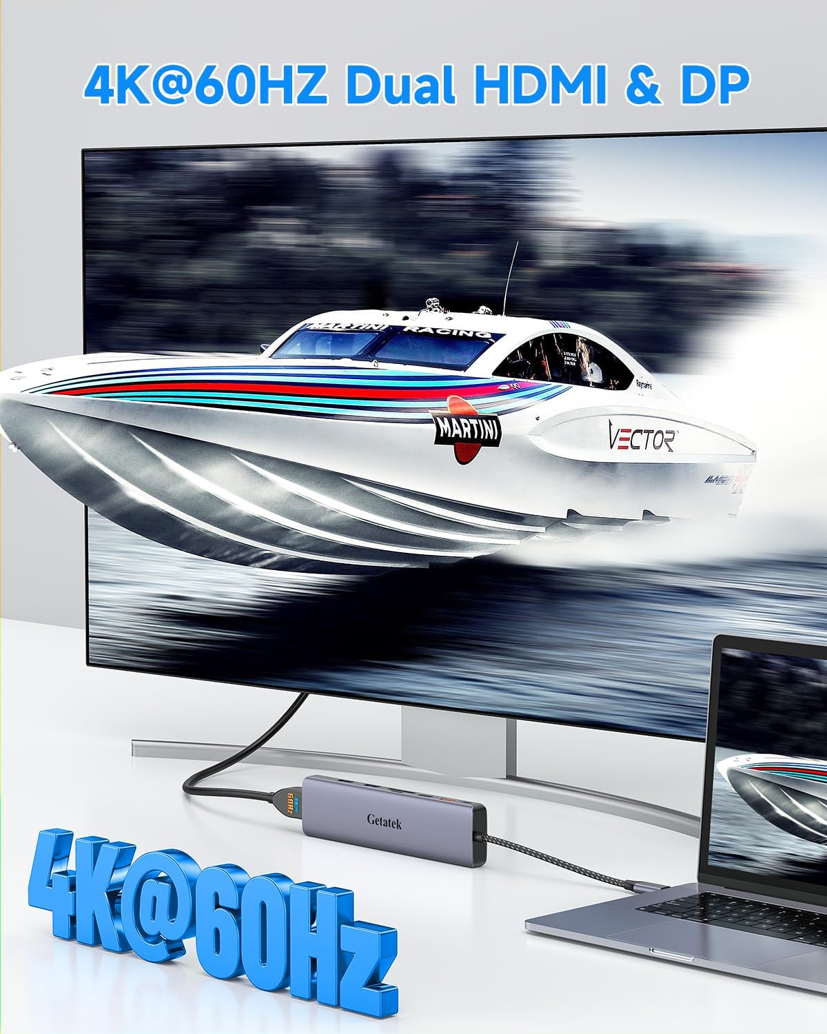 10Gbps USB C Hub, USB-C Laptop Docking Station, 8in1 Triple Display Docking Station for Dell Hp Lenovo Surface Windows (Dual HDMI+ DisplayPort + PD3.0 100W +SD TF Card Reader +10GB USB Port)