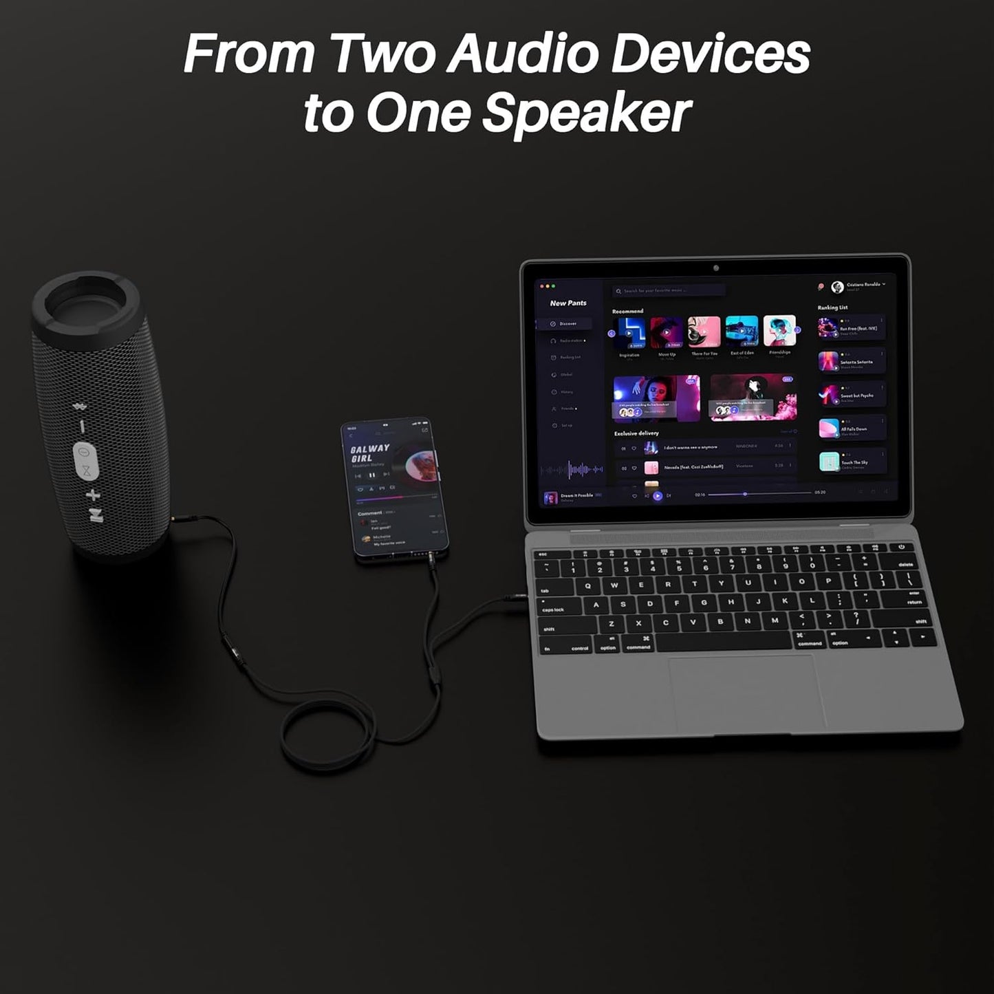 1/8 Inch TRS Stereo Y Splitter Cable 1.5FT, 3.5mm Female to 2-Male Y-Splitter Stereo Audio Cable, for Cell Phone PC Laptop, Speaker, Headphones, Suitable for Switching or Two Sets of Speakers