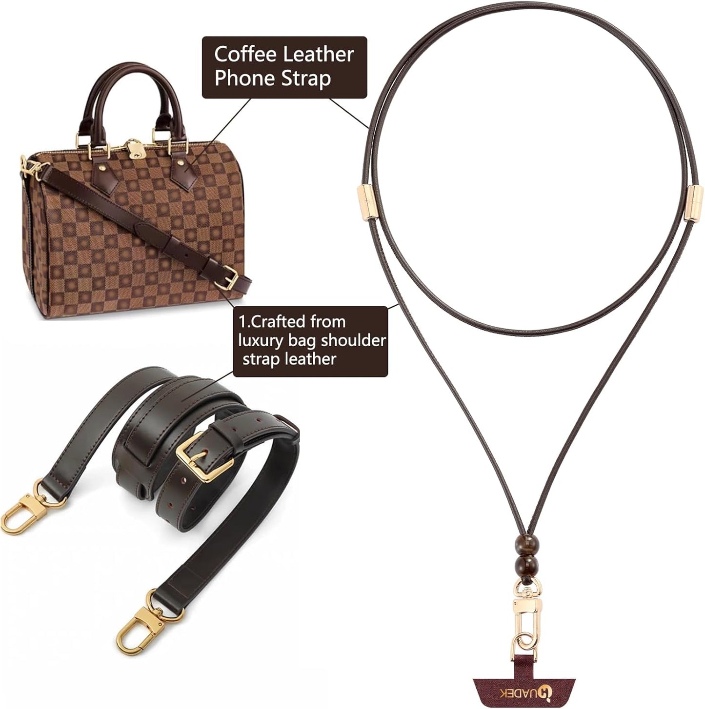 Leather cell phone lanyard Detachable Phone Chain Strap 2-in-1 Phone Chain Wristlet