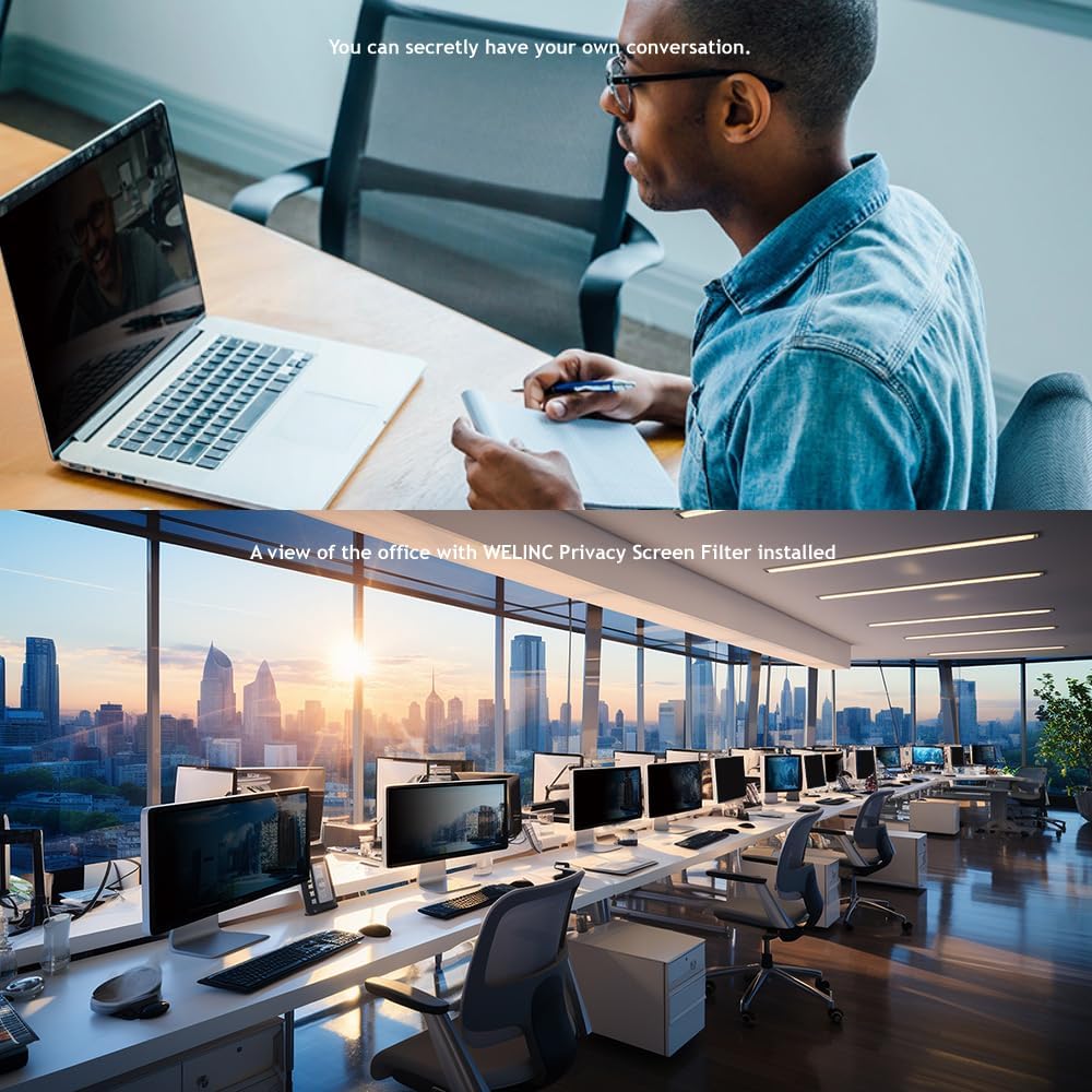 18.5 Inch - 16:9 Aspect Ratio - Computer Privacy Screen Filter for Widescreen Monitor - Anti-Glare - Anti-Scratch Protector Film - Protects Your Eyes from Harmful Glare and Blue Light