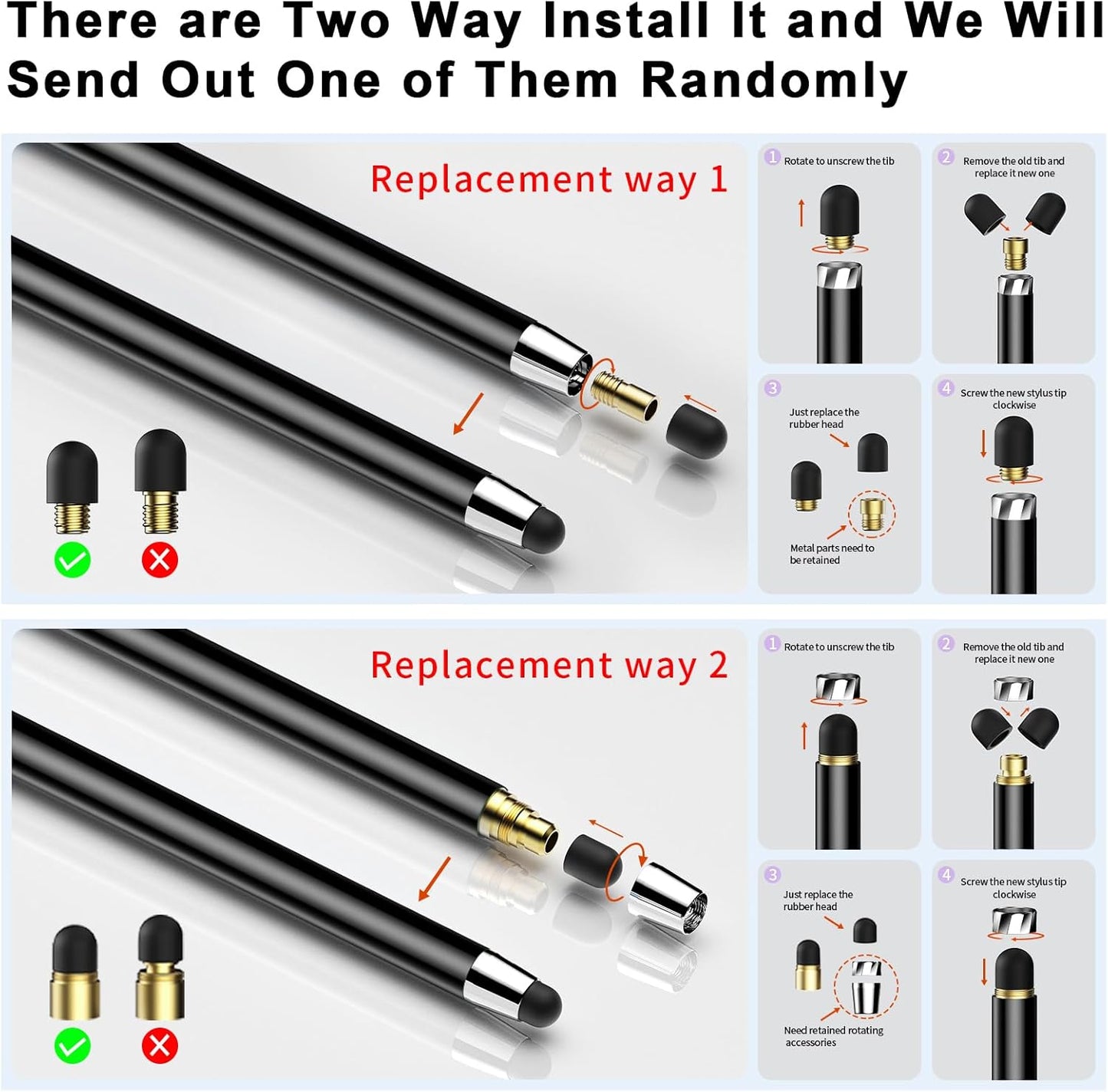 10 PCS Stylus,Stylus Pen for Touchscreen,Stylus 2-in-1 High Sensitivity & Precision Suitable for All Touch Screens of iPhone/ipad/Android Tablets(10 Stylus Pen Purple/Black + 20 Tips)