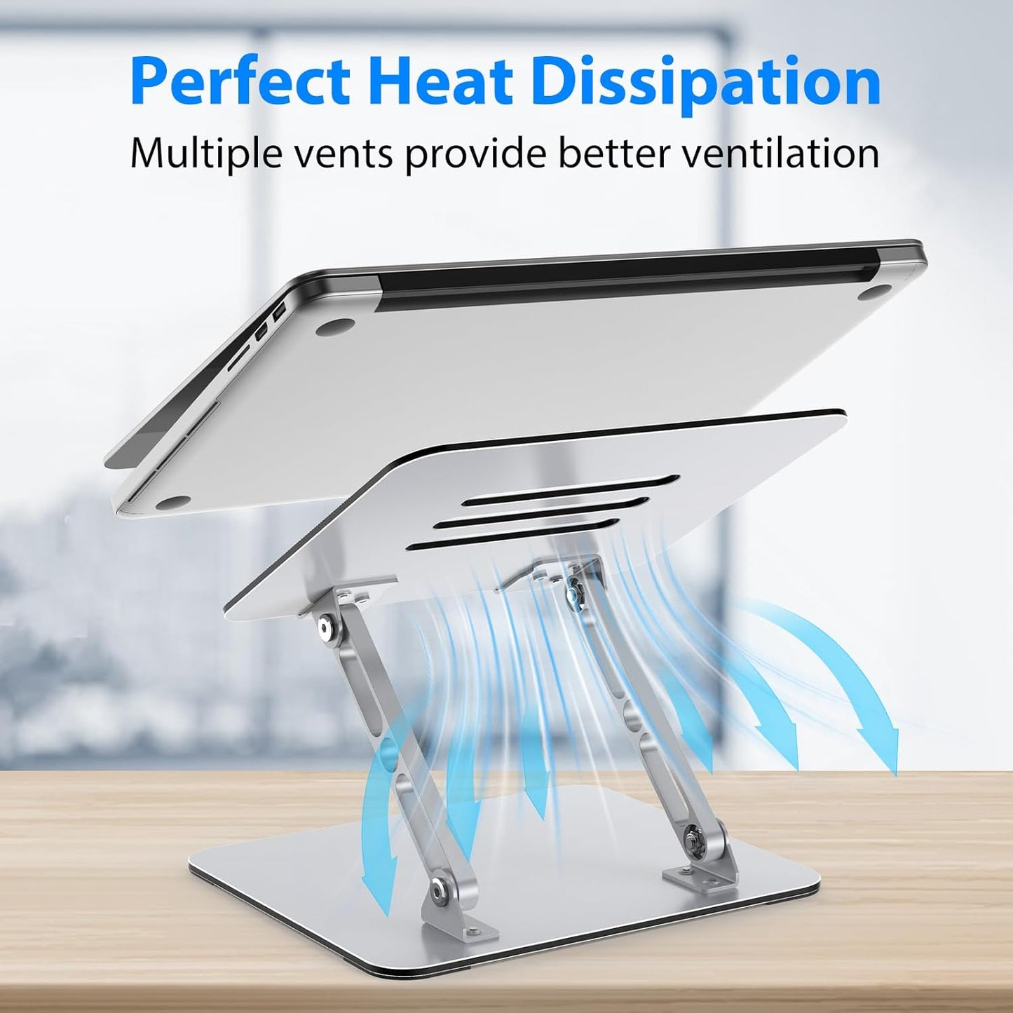 Laptop Stand for Desk, Adjustable Laptop Riser, Metal Foldable Computer Stand Holder Portable Notebook Mount, Ventilated Cooling Notebook Stand Compatible with 10-15.6” Laptops