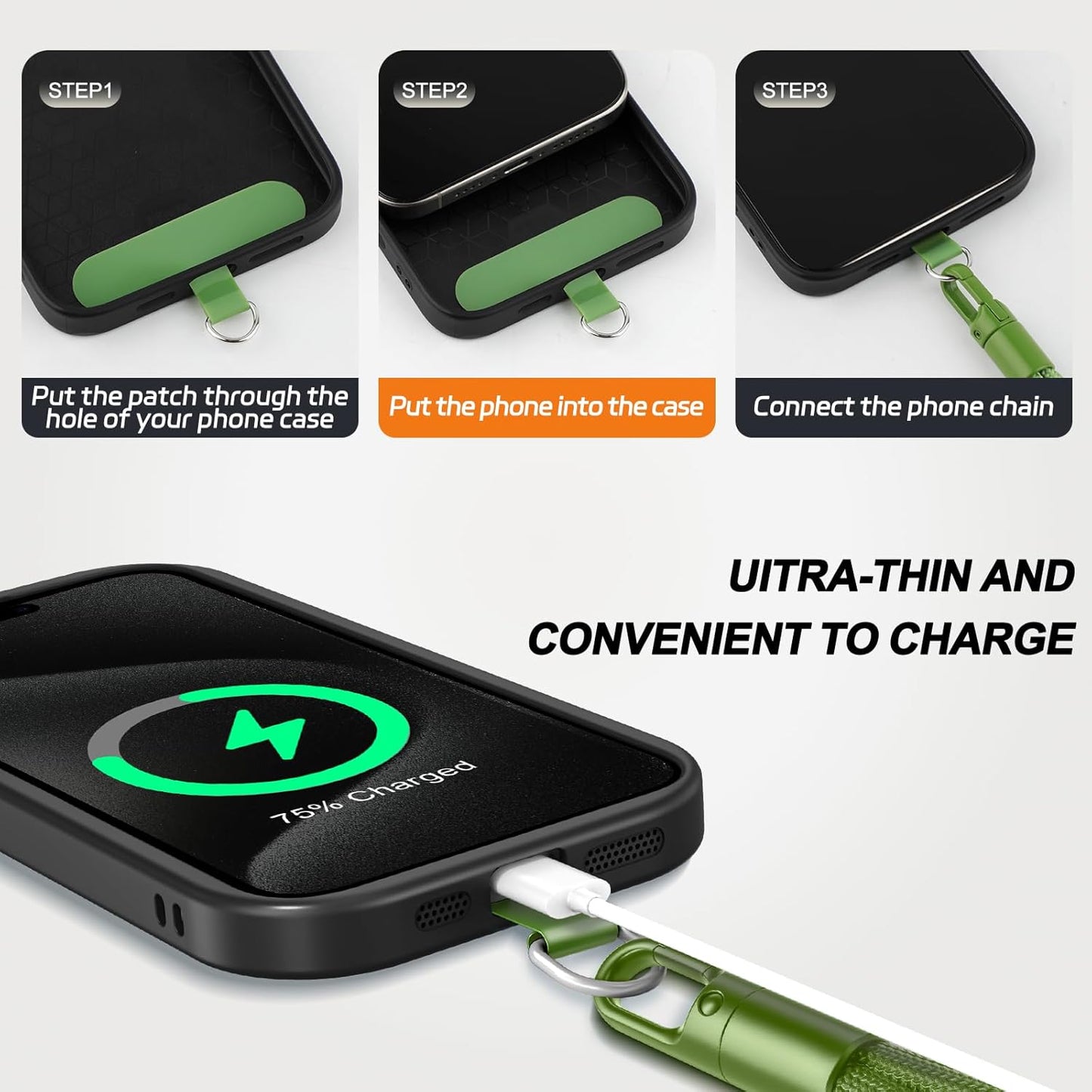 2 Pack Phone Lanyard,2×Phone Neck Strap,4×Tether Tabs,Universal Cell Phone Multifuctional Patch Polyester Lanyards,Cell Phone Lanyards for Women and Men(pink+green)