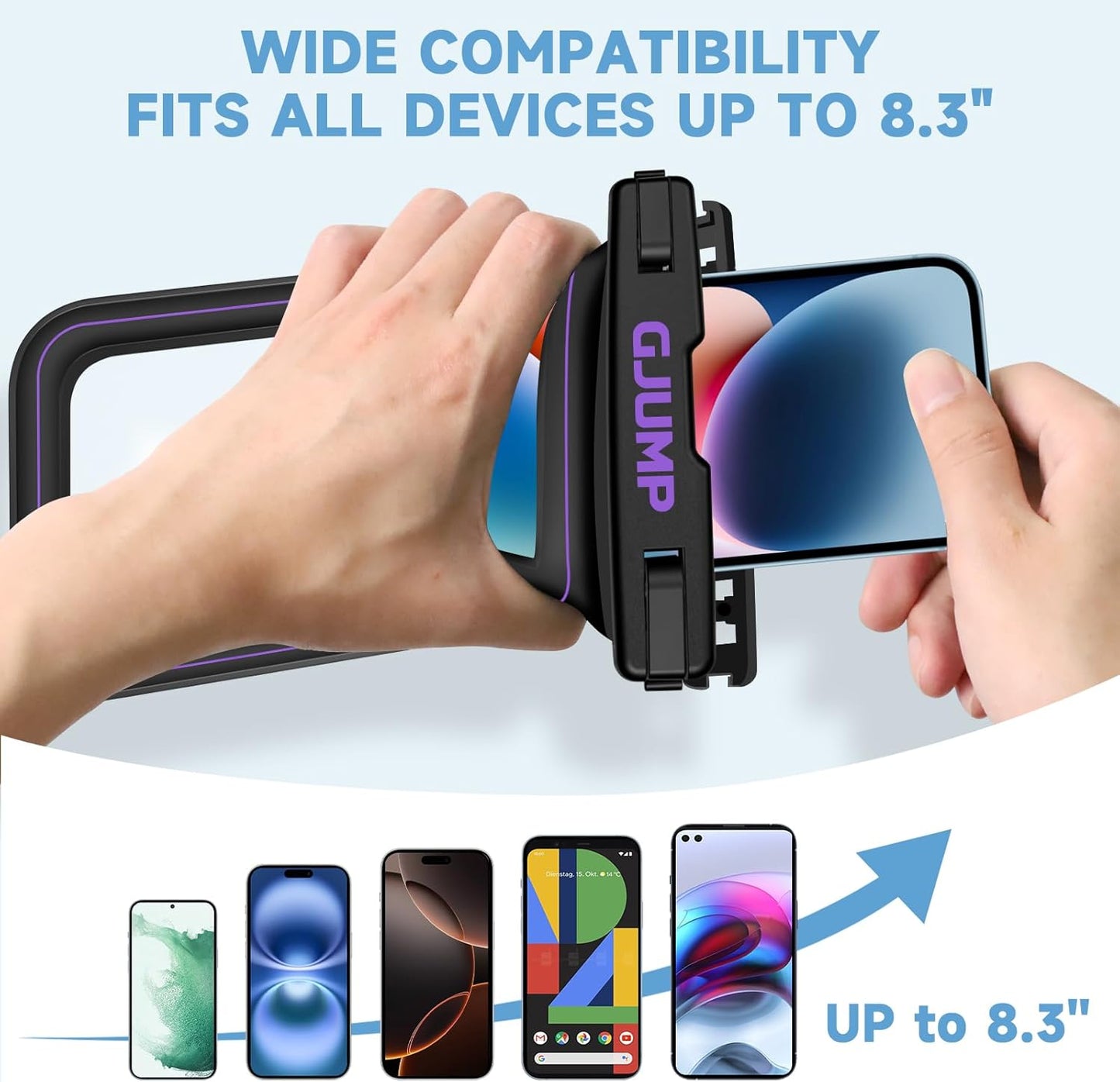 2 Pack Floating Waterproof Phone Pouch, Up to 8.3" IP68 Cellphone Dry Bag Compatible for iPhone 16 15 14 13 Pro Max Samsung Galaxy, Essential for Beach Cruise Ship (Purple*2)