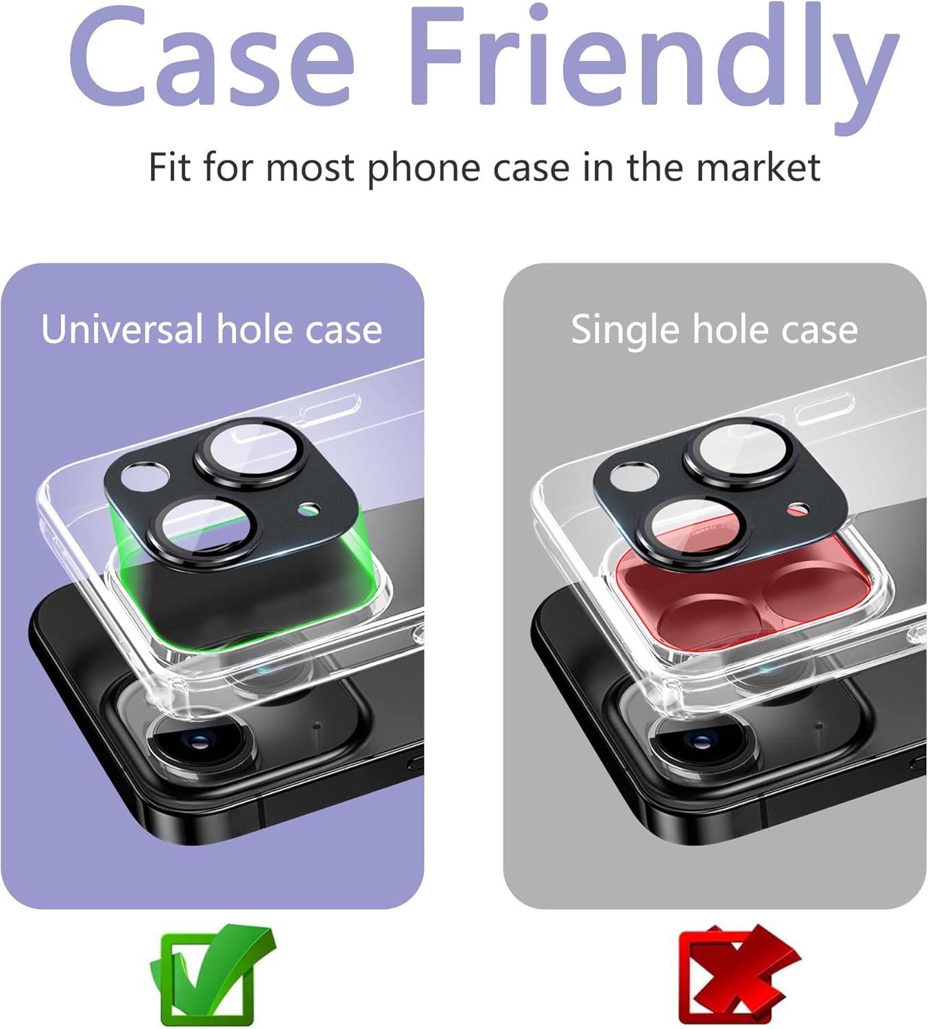 2 Pack Camera Lens Protector for iPhone 14 / iPhone 14 Plus,[Not Easy to Breakn ] AR Tempered Glass Strong Adsorption Metal Camera Cover Screen-blue