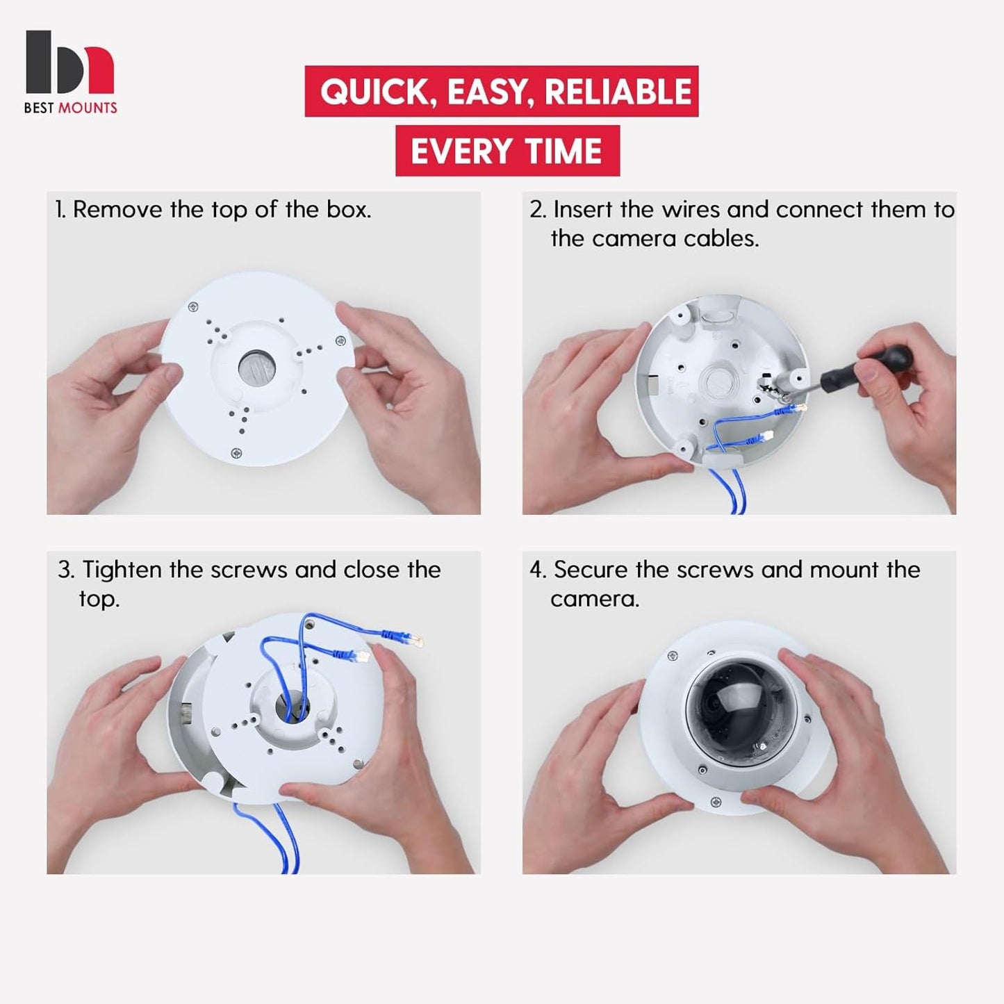 2 Pack PFA130-E Security Camera Junction Box-Premium ABS Security Camera Mount Bracket-Waterproof Universal Camera Junction Box for Mounting Surveillance Cameras-Outdoor Security Camera Box