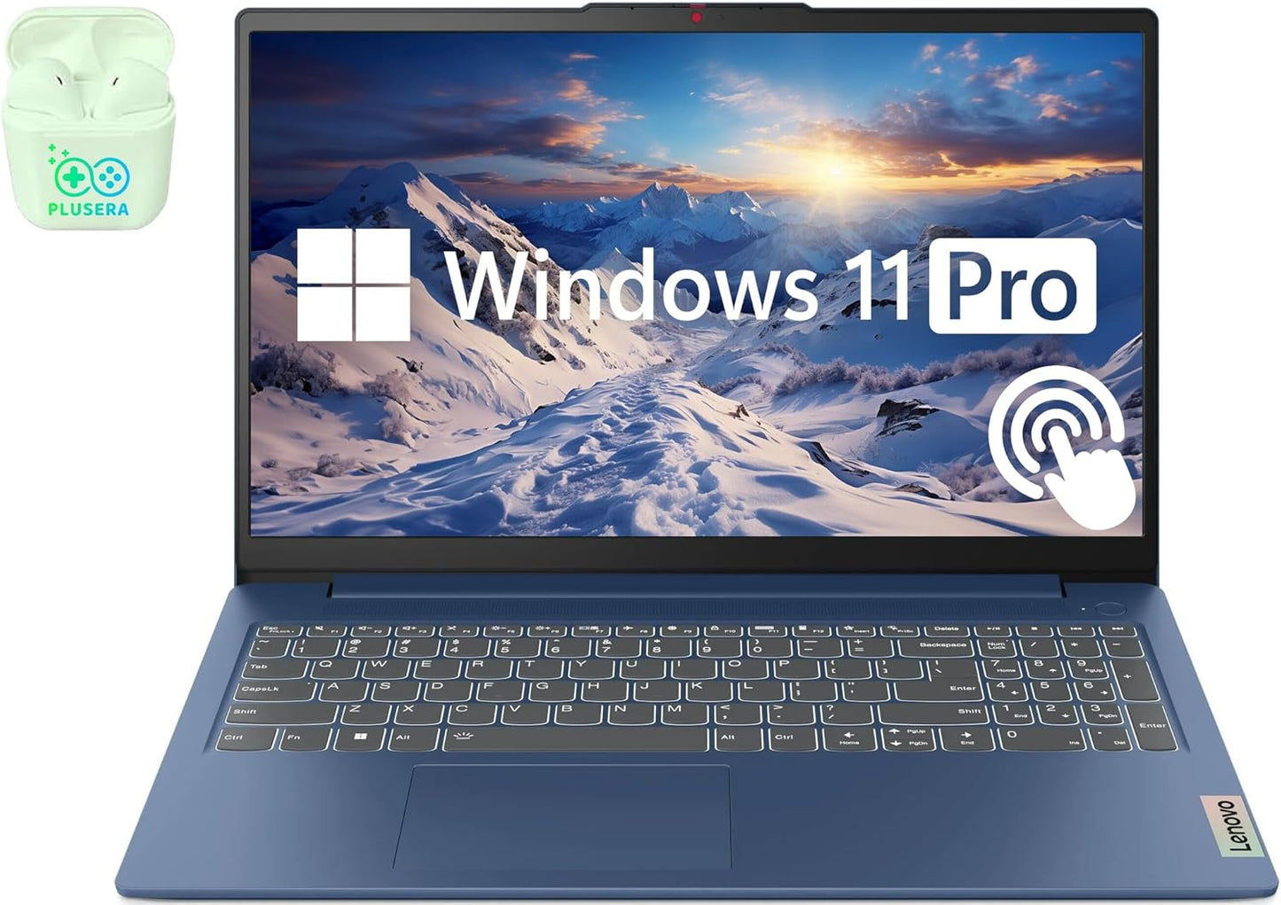 Lenovo 15.6" FHD Touchscreen IdeaPad Business Laptop Computer, 16GB RAM 2TB SSD, AMD Ryzen 7, Windows 11 Pro Laptop with Microsoft Office Lifetime Suite, Backlit Keyboard, PLUSERA Earphones, Blue