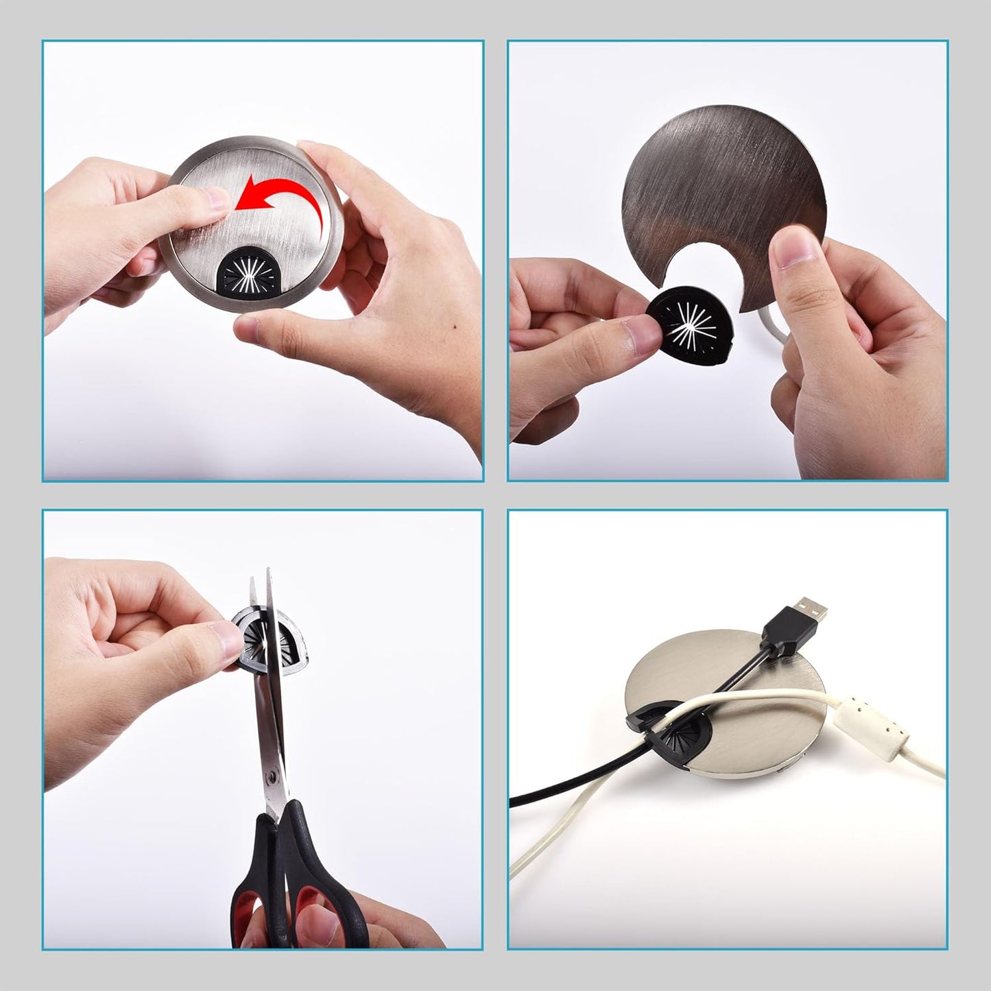 2 Pack Desk Grommet 2 Inch 50mm, Zinc Alloy Computer Desk Wire Hole Cover, Office Desktop Cord Cable Hole Metal Ring, Bronze Tone