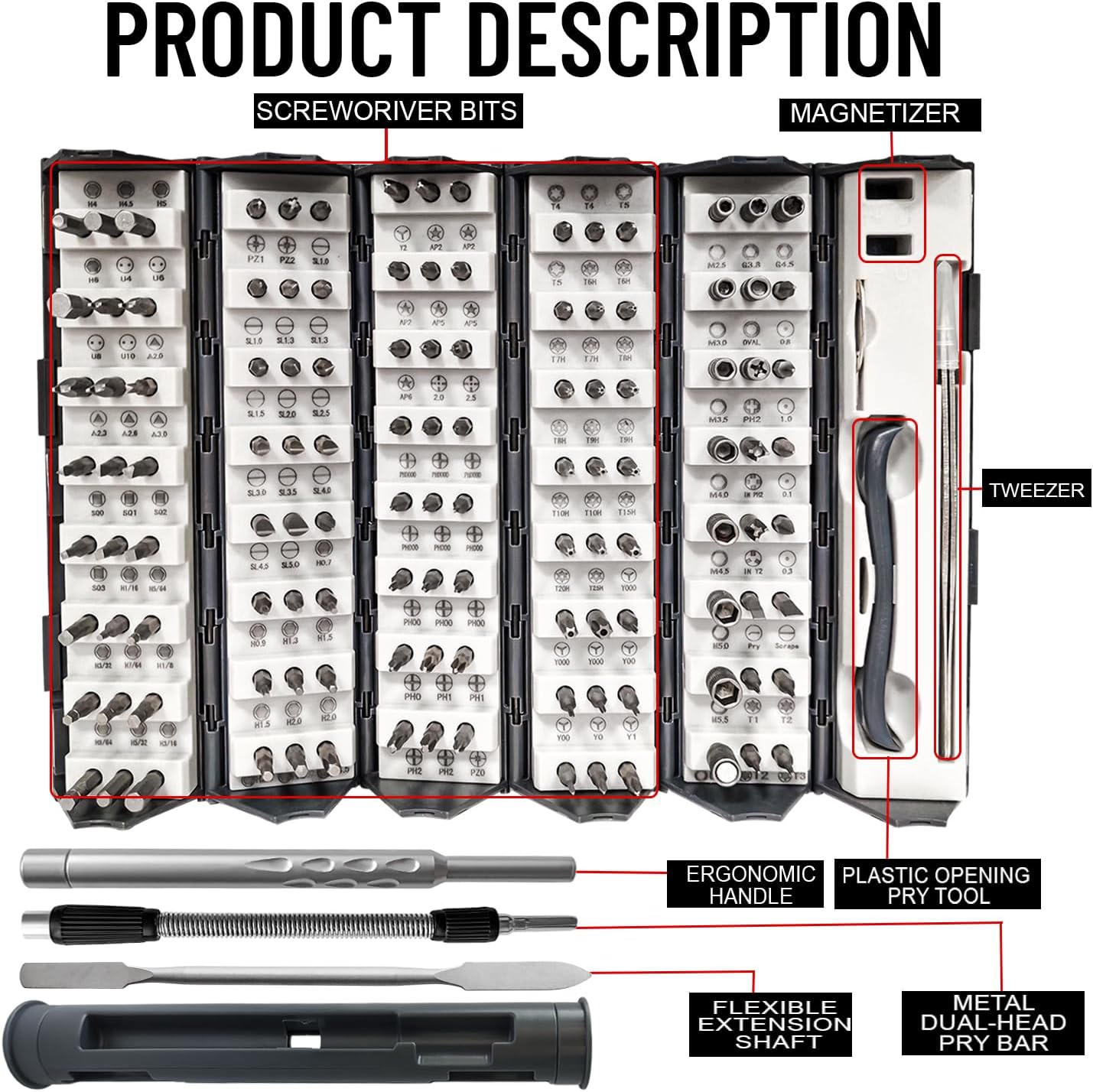 128 in 1 Precision Screwdriver Set,Precision Bit Set,Professional Magnetic Repair Tool Kit with 120 Bits for Electronics, Computer, Laptop, Game Console and Household Appliances