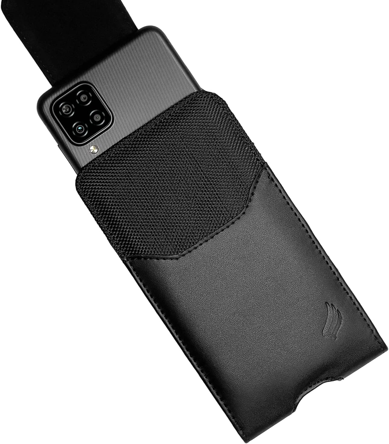 Leather Cellphone Holster for iPhone 11 Pro Max, XS Max, 8/7 Plus, Vision Plus, Nokia C210, Galaxy A53, S23+, TCL 30Z - Vertical Case Waist Carrying Pouch with Belt Clip/Loops, Black