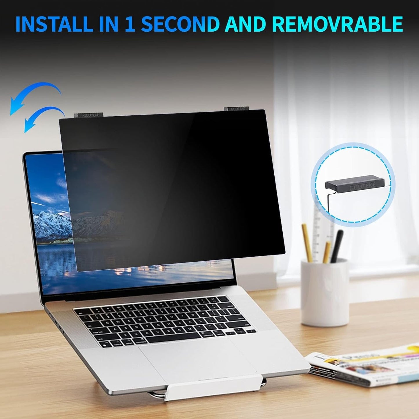 Laptop Privacy Screen 14 inch, 9H Hanging Privacy Screen for Laptop for 16:9, Acrylic HD Eye Protection Anti Glare Blue Light Laptop Screen Privacy Filter