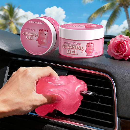 2 Pack Car Cleaning Gel Reusable Auto Slime Cleaner,Rose Scent Dust Cleaning Gel Keyboard Slime for Car Interior Air Vent Cleaner, Auto Detailing kit Tools Accessories,Gifts for Men Women,200g,Pink