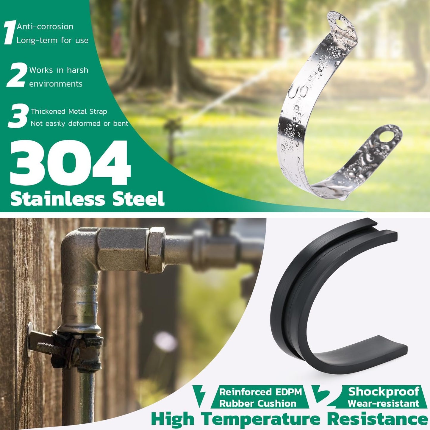 125PCS Cable Clamp,12 Sizes Stainless Steel Rubber Coated Cushioned Insulated Cable Clamps Assortment Kit-Metal Wire Clamps,Cable Clips,Pipe Clamps