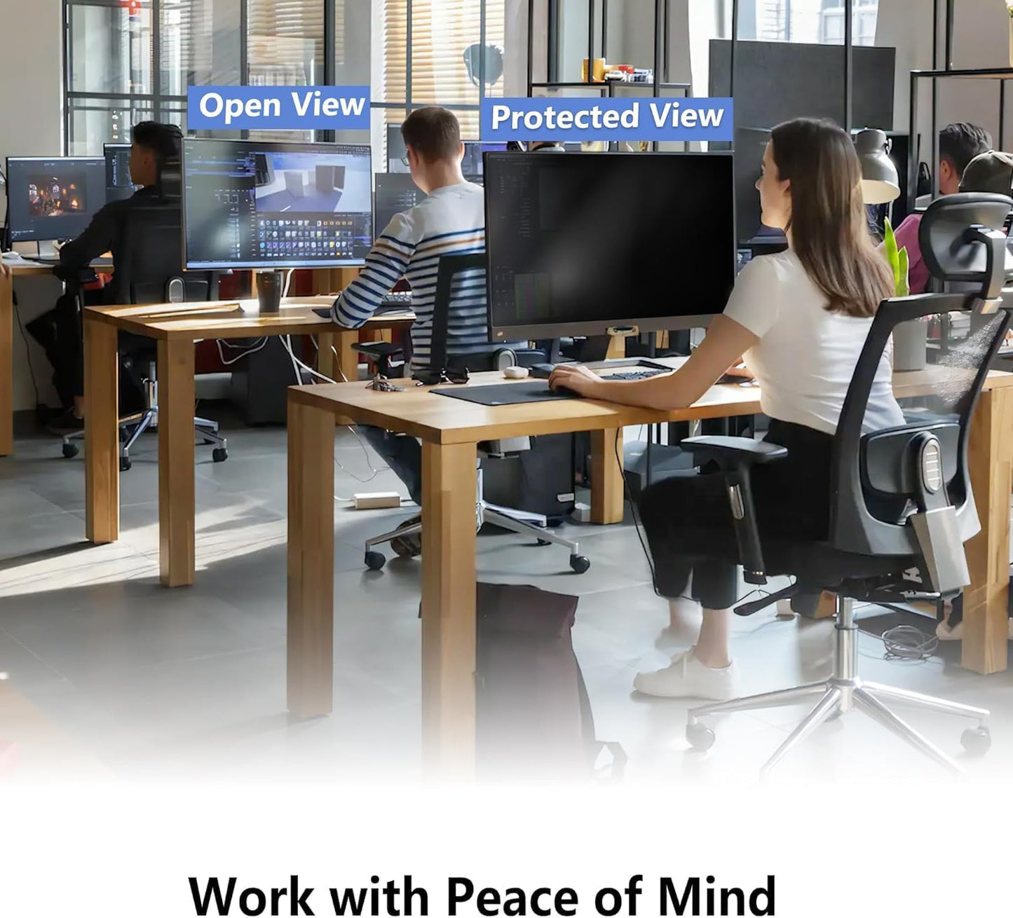 2 Pack Computer Privacy Screen Shield Compatible for 23.6/23.8/24 Inch 16:9 Widescreen Desktop Monitor - Anti Glare & Blue Light Filter - Hanging Design for Easy On/Off