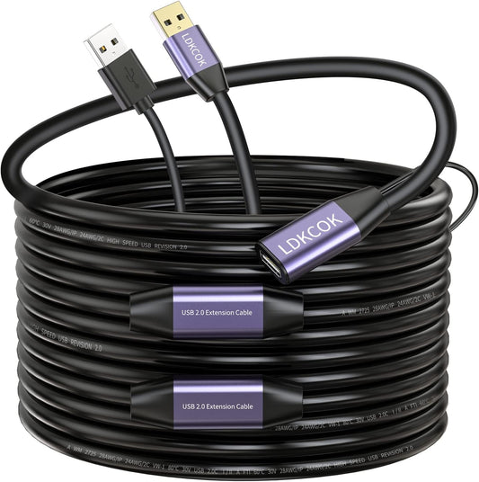 LDKCOK USB 2.0 Type A Male to A Female Active Repeater Extension Cable 75ft, High Speed 480 Mbps