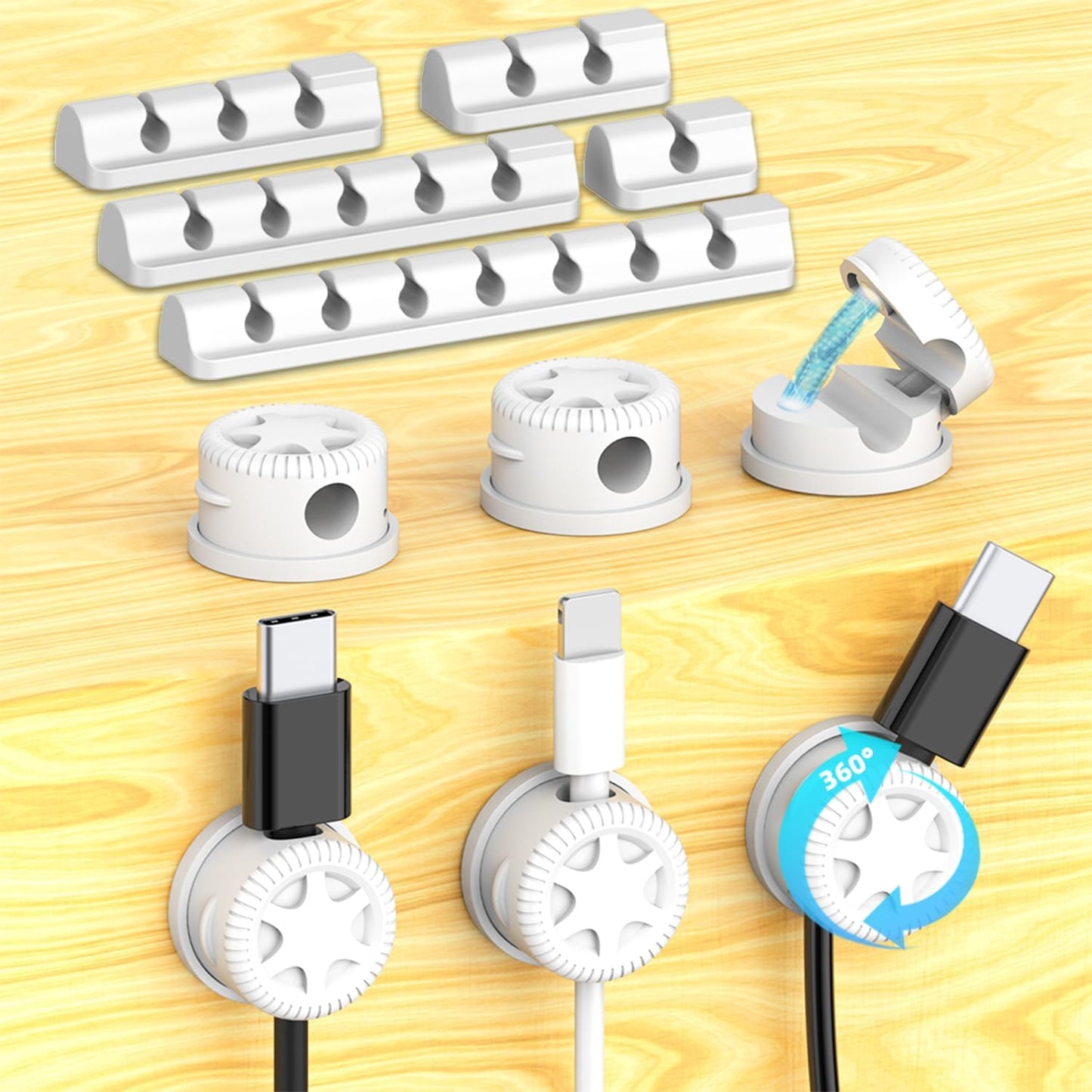 11PCS Cable Management Cord Holder Organizer, Magnetic Cable Clips Adhesive Wire Keeper, Under Desk for Bedside Nightstand Table Desktop USB Wall Car Office Workspace Accessories (White)