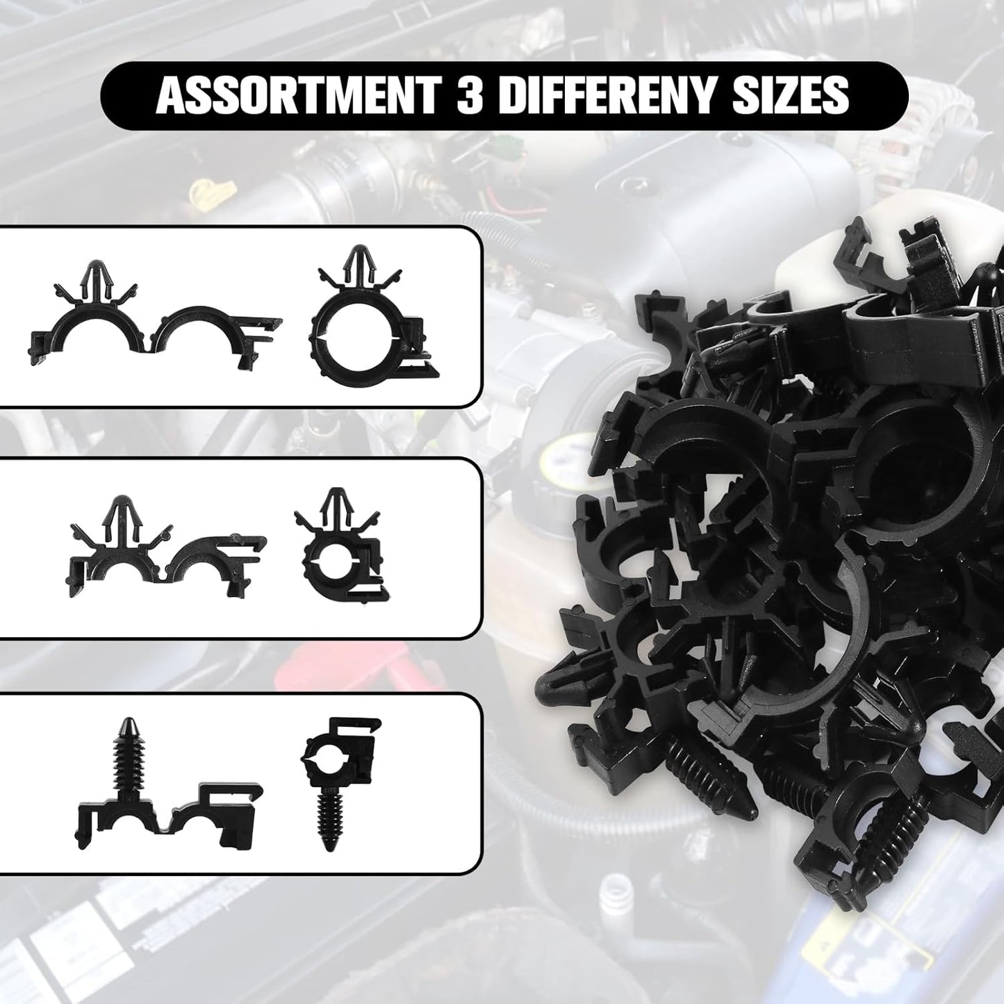 160 Pcs Push Mount Cable Zip Tie, Car Wire Loom Routing Clips 7 Different Sizes Quickly Mount Cable Ties Fixed Wire Harness for Jeep Wrangler Trucks Universal Automotive Clips